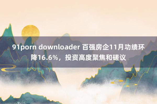91porn downloader 百强房企11月功绩环降16.6%，投资高度聚焦和磋议