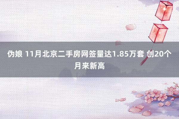 伪娘 11月北京二手房网签量达1.85万套 创20个月来新高