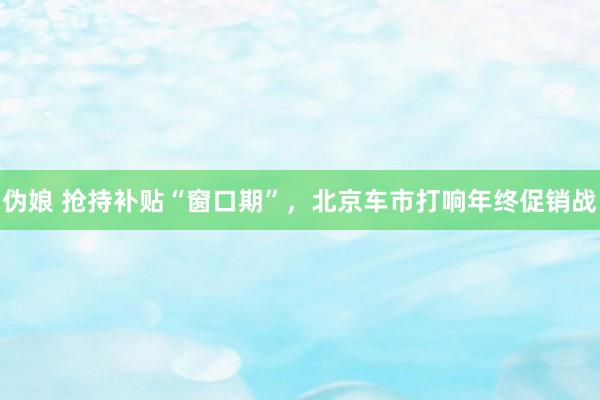 伪娘 抢持补贴“窗口期”，北京车市打响年终促销战