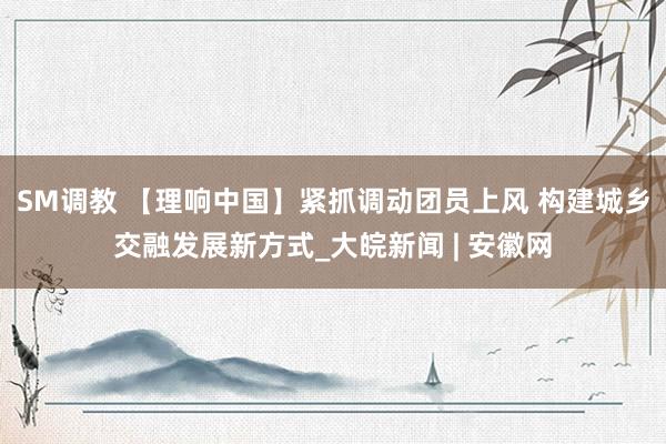 SM调教 【理响中国】紧抓调动团员上风 构建城乡交融发展新方式_大皖新闻 | 安徽网