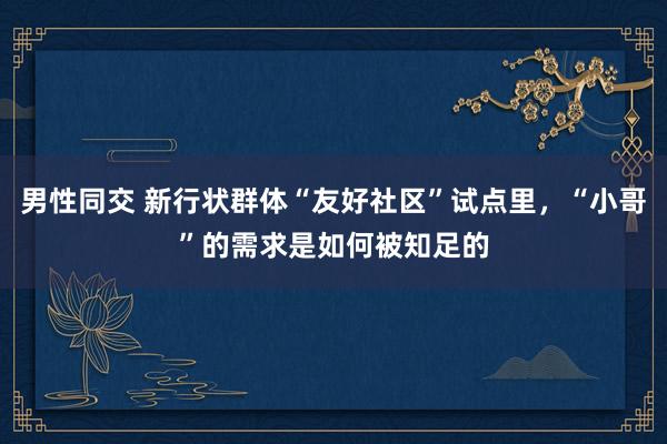 男性同交 新行状群体“友好社区”试点里，“小哥”的需求是如何被知足的