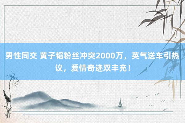 男性同交 黄子韬粉丝冲突2000万，英气送车引热议，爱情奇迹双丰充！