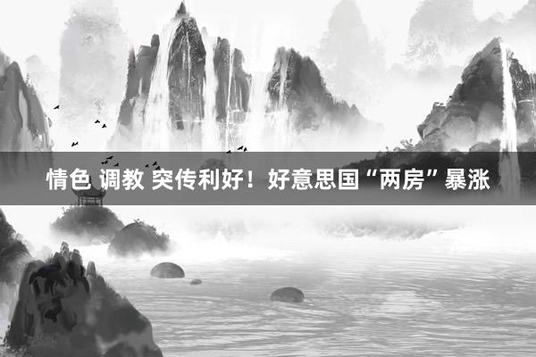 情色 调教 突传利好！好意思国“两房”暴涨