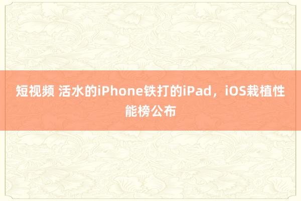 短视频 活水的iPhone铁打的iPad，iOS栽植性能榜公布