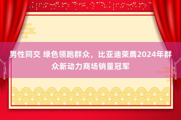 男性同交 绿色领跑群众，比亚迪荣膺2024年群众新动力商场销量冠军