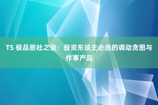 TS 极品旅社之谈：投资东谈主必选的调动贪图与作事产品