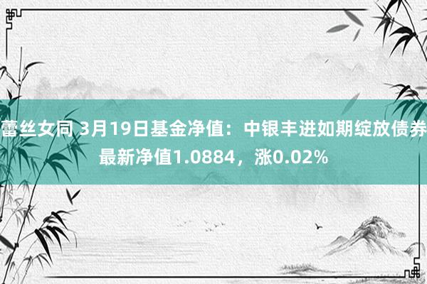 蕾丝女同 3月19日基金净值：中银丰进如期绽放债券最新净值1.0884，涨0.02%