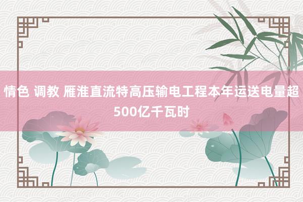 情色 调教 雁淮直流特高压输电工程本年运送电量超500亿千瓦时