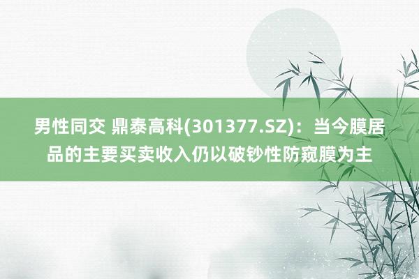 男性同交 鼎泰高科(301377.SZ)：当今膜居品的主要买卖收入仍以破钞性防窥膜为主