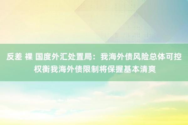 反差 裸 国度外汇处置局：我海外债风险总体可控 权衡我海外债限制将保握基本清爽