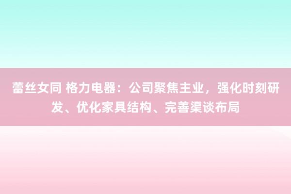 蕾丝女同 格力电器：公司聚焦主业，强化时刻研发、优化家具结构、完善渠谈布局