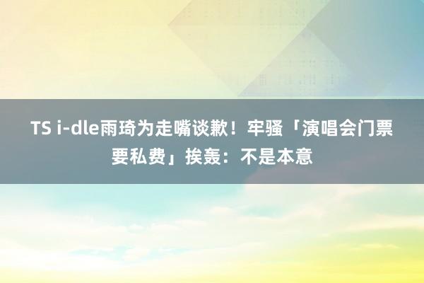 TS i-dle雨琦为走嘴谈歉！　牢骚「演唱会门票要私费」挨轰：不是本意